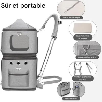 Petopia Sac à dos de transport pour 2 chiens et 2 chats Petopia Sac à dos de transport pour 2 chiens et 2 chats