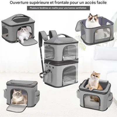Petopia Sac à dos de transport pour 2 chiens et 2 chats Petopia Sac à dos de transport pour 2 chiens et 2 chats