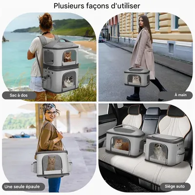Petopia Sac à dos de transport pour 2 chiens et 2 chats Petopia Sac à dos de transport pour 2 chiens et 2 chats