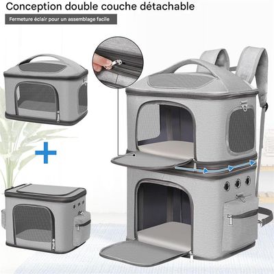 Petopia Sac à dos de transport pour 2 chiens et 2 chats