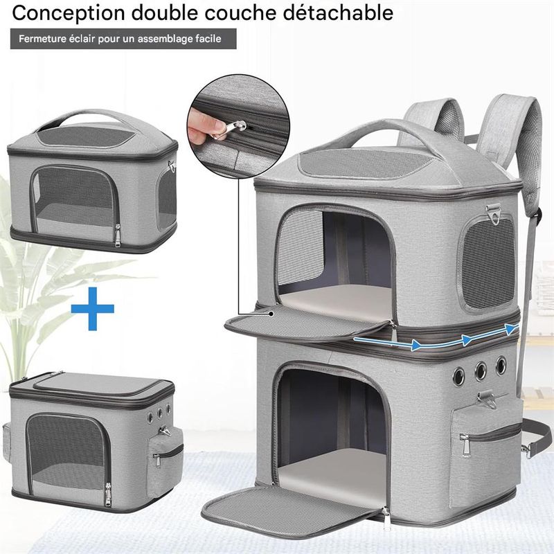 Petopia Sac à dos de transport pour 2 chiens et 2 chats