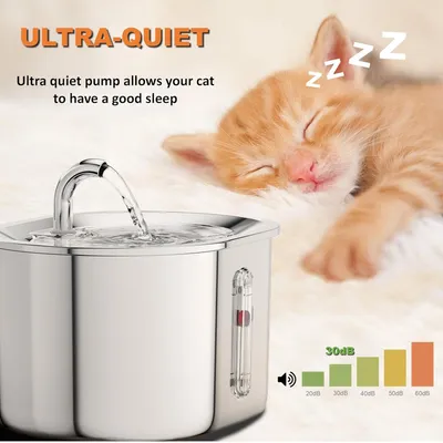 PurrfectFun Fontaine à eau pour chat avec fenêtre de niveau d'eau