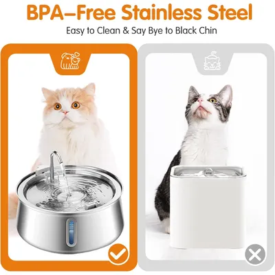 PurrfectFun Fontaine à Eau pour Chat et Chien - Acier Inoxydable, 4 L
