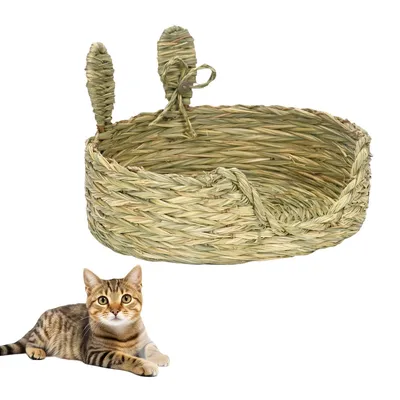 FurryFusion Lit pour chat en paille FurryFusion Lit pour chat en paille