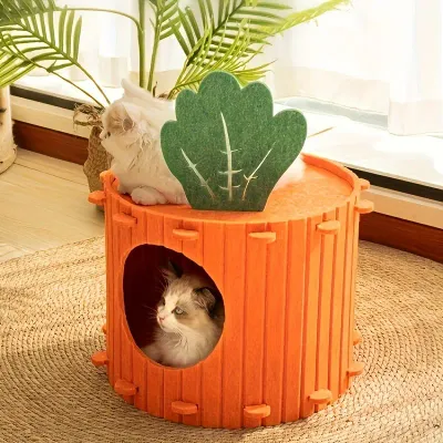 UAMLY Lit pour chat en feutre carotte