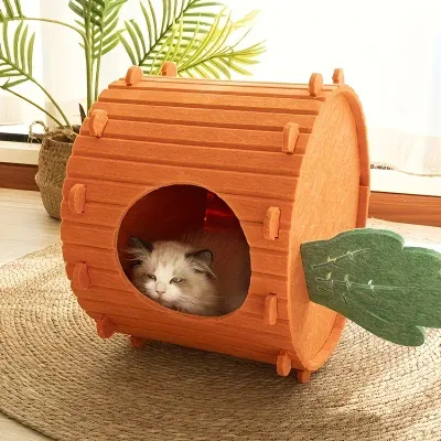 UAMLY Lit pour chat en feutre carotte