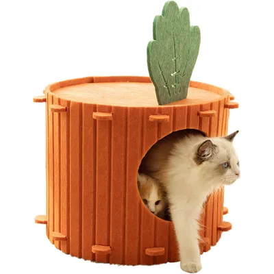 UAMLY Lit pour chat en feutre carotte