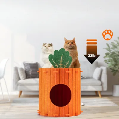 UAMLY Lit pour chat en feutre carotte