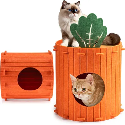 UAMLY Lit pour chat en feutre carotte