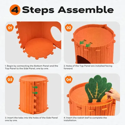 UAMLY Lit pour chat en feutre carotte