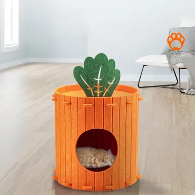 UAMLY Lit pour chat en feutre carotte