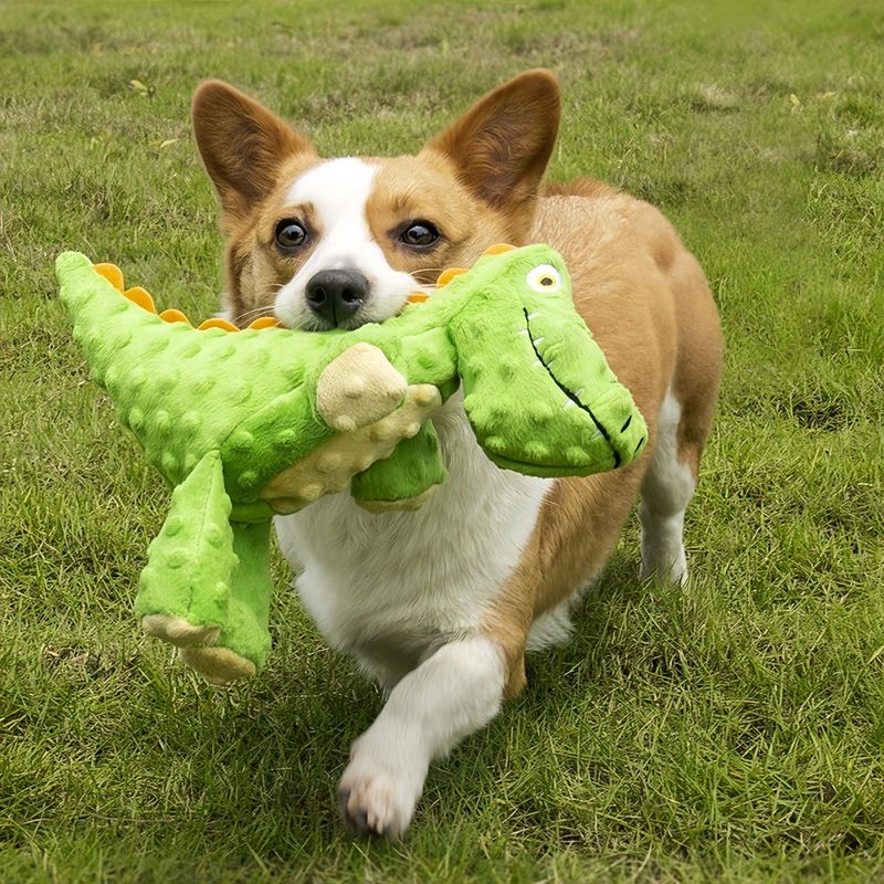 FurryFusion Jouet en peluche dinosaure pour chien