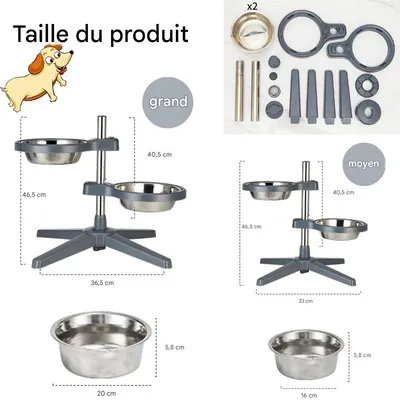 IntiMeg Lot de 2 gamelles surélevées pour chien