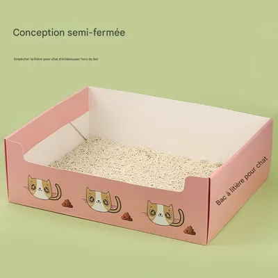 FurryFusion Bacs à litière jetables pliables pour chats 5 pièces