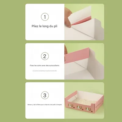 FurryFusion Bacs à litière jetables pliables pour chats 5 pièces