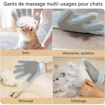ZooVenture 2 En 1 Gants De Toilettage Pour Chiens Et Chats