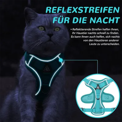 IntiMeg Harnais réglable anti - éclatement pour chat avec laisse