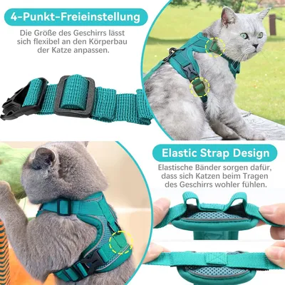 IntiMeg Harnais réglable anti - éclatement pour chat avec laisse