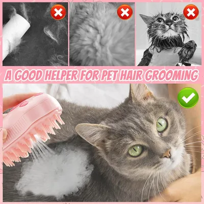 IntiMeg Brosse à vapeur 3 en 1 pour chiens et chats