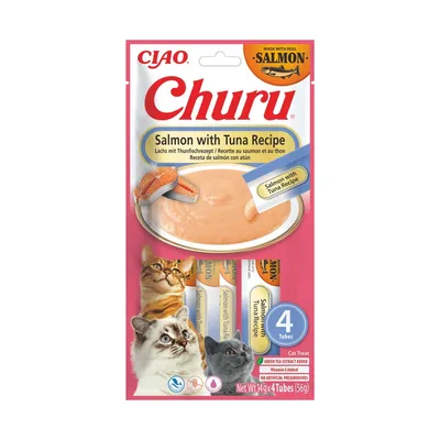 Inaba Churu Puré Salmón con Atún Snack Cremoso para gatos