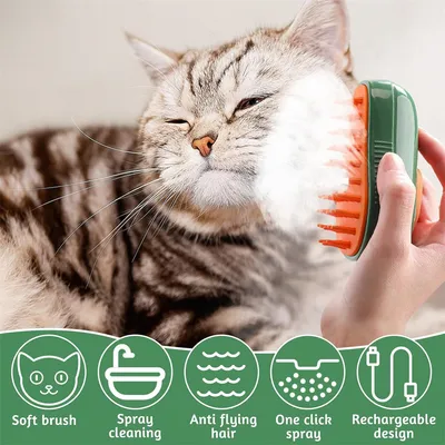 IntiMeg Brosse à vapeur 3 en 1 pour chiens et chats