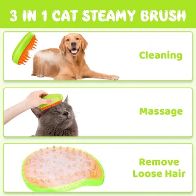 IntiMeg Brosse à vapeur 3 en 1 pour chiens et chats