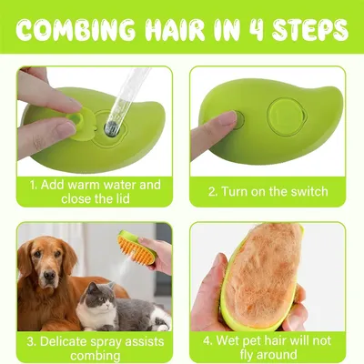 IntiMeg Brosse à vapeur 3 en 1 pour chiens et chats
