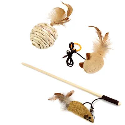 Pet Planet Ensemble de 7 jouets pour chats avec bâton