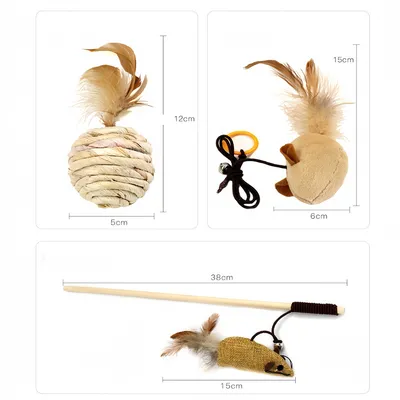 Pet Planet Ensemble de 7 jouets pour chats avec bâton