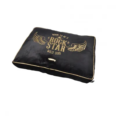 Coussin rectangle pour chien Rock Star noir
