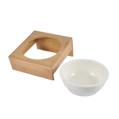 Gamelle en céramique avec support bois