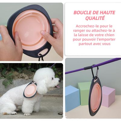 ZooVenture Pliable silicone mousqueton 3pcs gamelles pour chien et chat