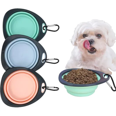 ZooVenture Pliable silicone mousqueton 3pcs gamelles pour chien et chat