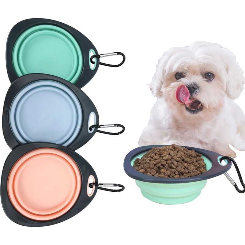 ZooVenture Pliable silicone mousqueton 3pcs gamelles pour chien et chat