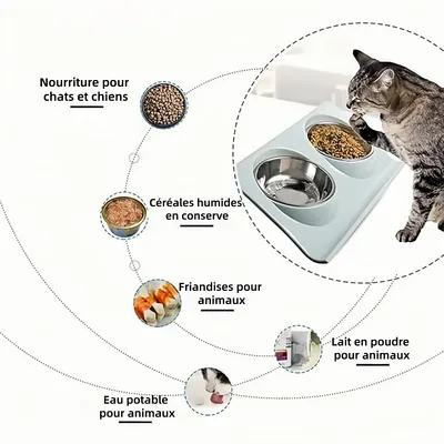 ZooVenture Gamelle 2 en 1 inox pour chien et chat