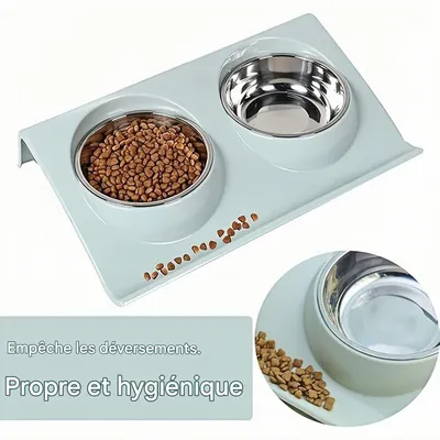 Pet Planet Comedero 2 en 1 de acero inoxidable para perros y gatos
