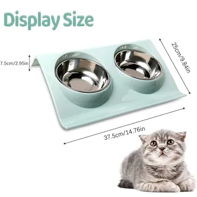Pet Planet Comedero 2 en 1 de acero inoxidable para perros y gatos