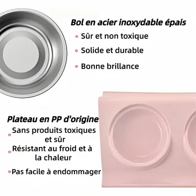 ZooVenture Gamelle 2 en 1 inox pour chien et chat