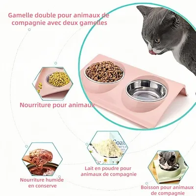 ZooVenture Gamelle 2 en 1 inox pour chien et chat