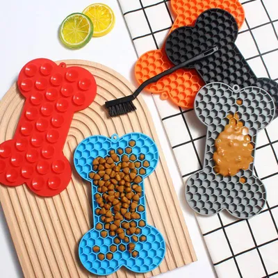 Pet Planet Alfombrilla para lamer de 2 piezas con forma de hueso perros