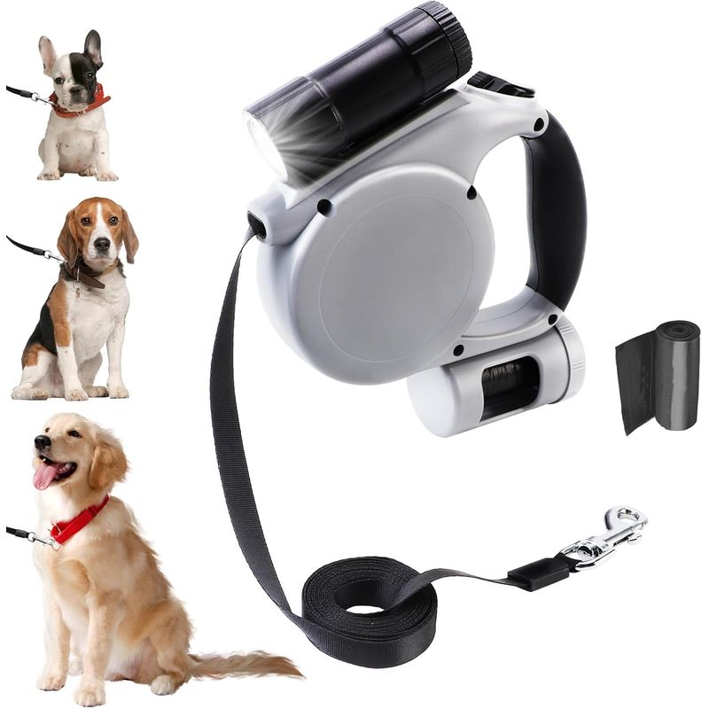 ZooVenture Laisse enroulable lampe intégrée 5m chien