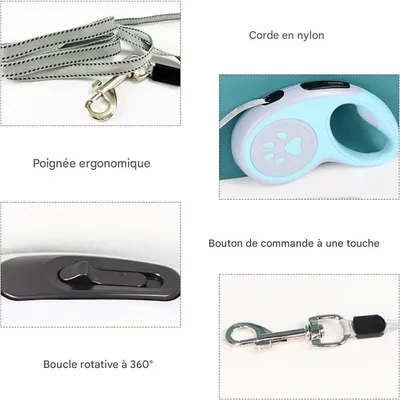 ZooVenture Laisse 5m rotative 360° pour chien