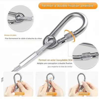 FurryFusion Laisse pour chien en acier inoxydable