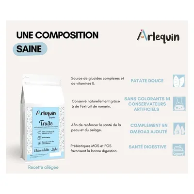 Arlequin - CROQUETTE CHIEN SANS CÉRÉALES LIGHT    SAUMON TRUITE