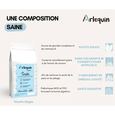 Arlequin - CROQUETTE CHIEN SANS CÉRÉALES LIGHT    SAUMON TRUITE