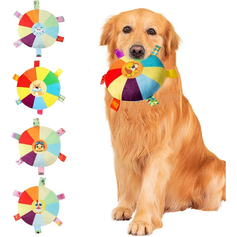 4 Pièces Frisbee Chien, Peluche Freesbee pour Chien, Frisbee Diamètre 15 cm