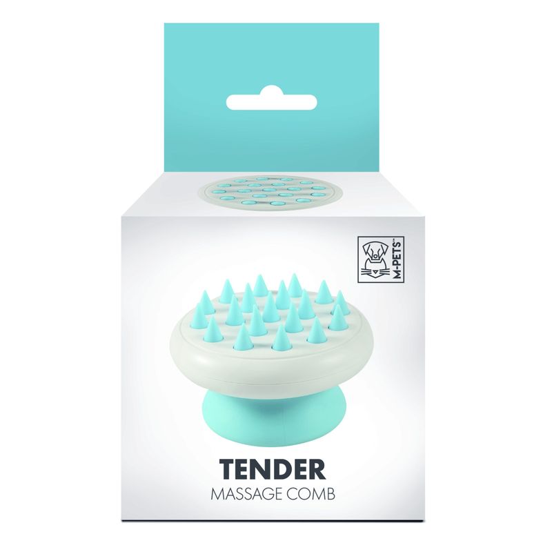 MPETS - Peigne massage SOFT - Dents pointues - 8x5,4 cm - Bleu