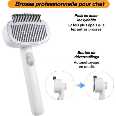 Pet Planet ZooVenture Autonettoyante deux en un brosse pour chat et chien