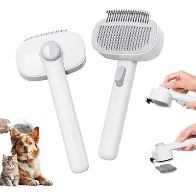 Pet Planet ZooVenture Autonettoyante deux en un brosse pour chat et chien