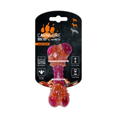 MPETS - Jouet à Macher CARNIVORE Bone S - Gout Bacon - 11.7 x 4.7 x 4 cm